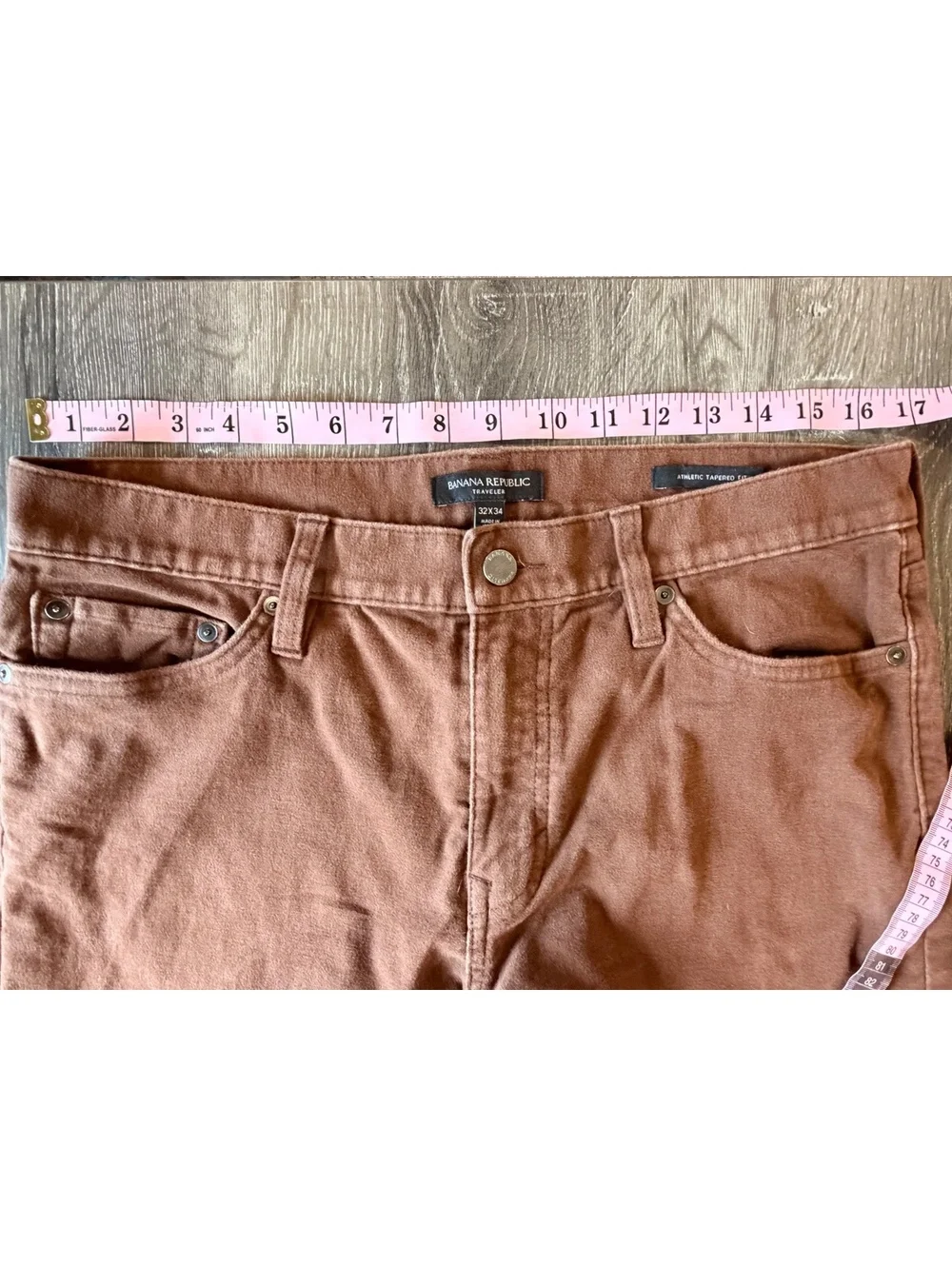 Banana Republic Traveler Pants Men 32x34 Brown Athletic Tapered Stretch 5 Pocket
